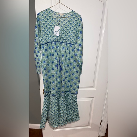 Ophelia & Indigo Evie Azalea Green & Blue Floral Dress 💚 - Picture 9 of 13